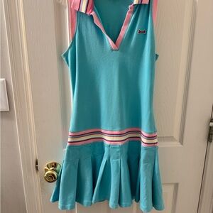Blue and Pink Sleeveless Dress
